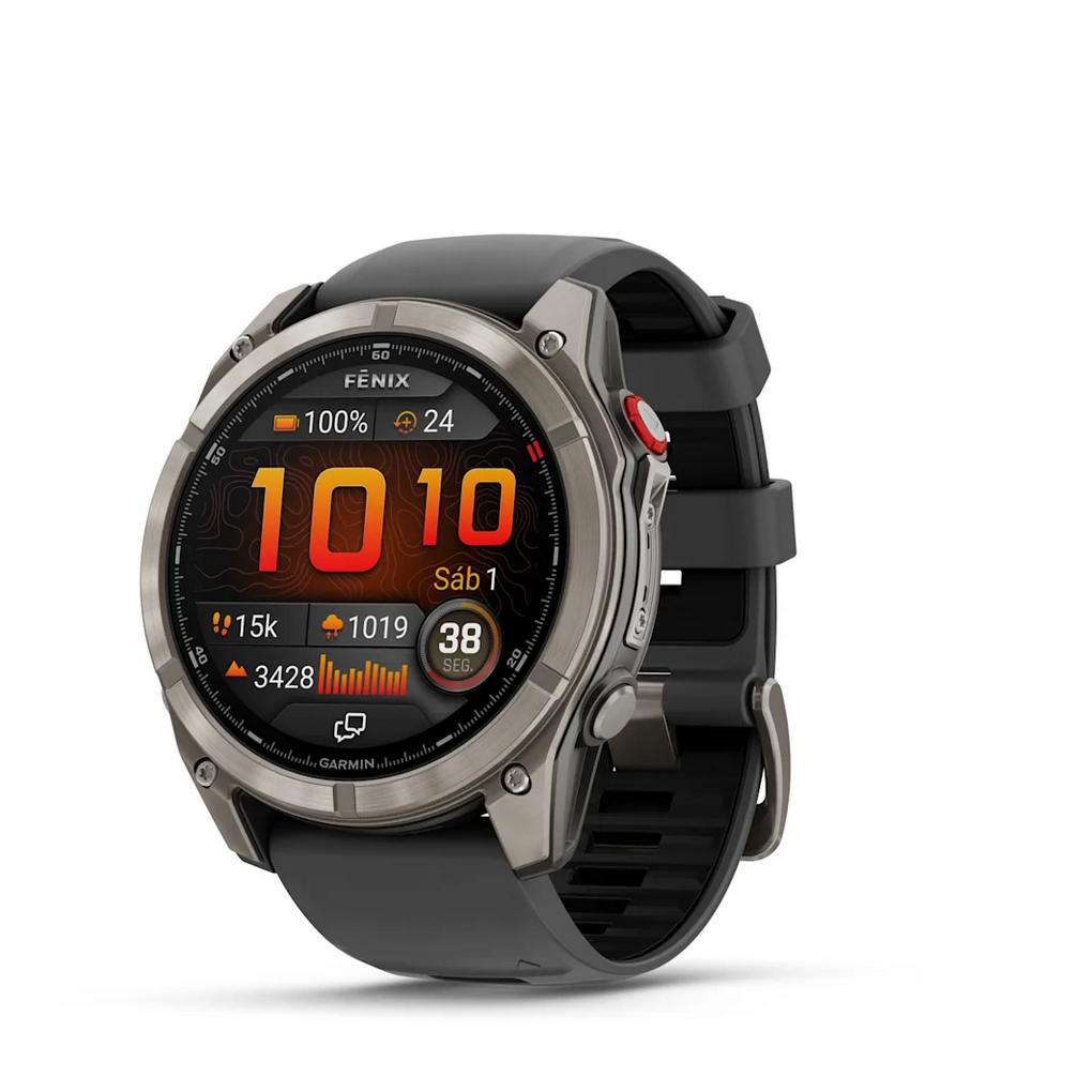 Garmin Fenix 8 Pro - 51mm Amoled Sapphire, Titanio con correa de silicona en negro/gris