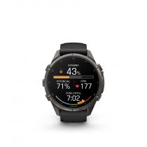 GARMIN FENIX 9 PRO � INREACH, 43MM AMOLED TITANIO REVESTI. DE DLC GRIS CARBON CORREA SILICONA NEGRO