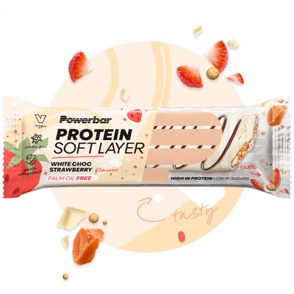 Barrita Powerbar Protein Soft Layer Chocolate Blanco Fresa 12 unidades de 40gr