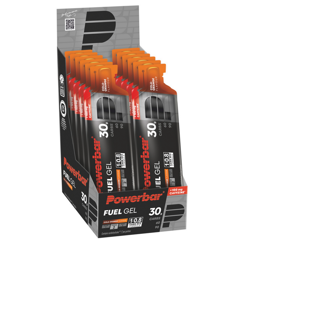 PowerBar Fuel Gel 30 Black Line Cola Orange + Caffeine 12 unidades